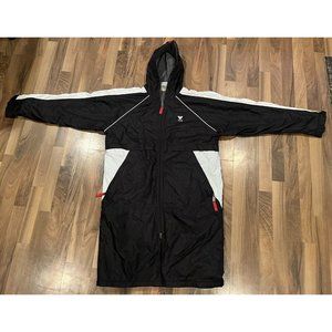 TYR Swimming Parka Unisex Small Black Fleece Lined Hooded Swim Team Jacket